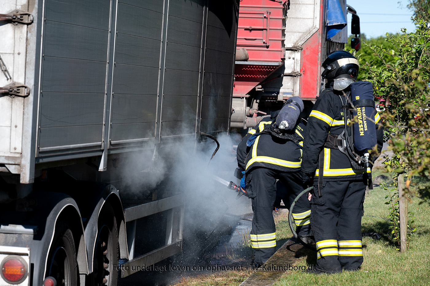 Brand i anhænger efter punktering