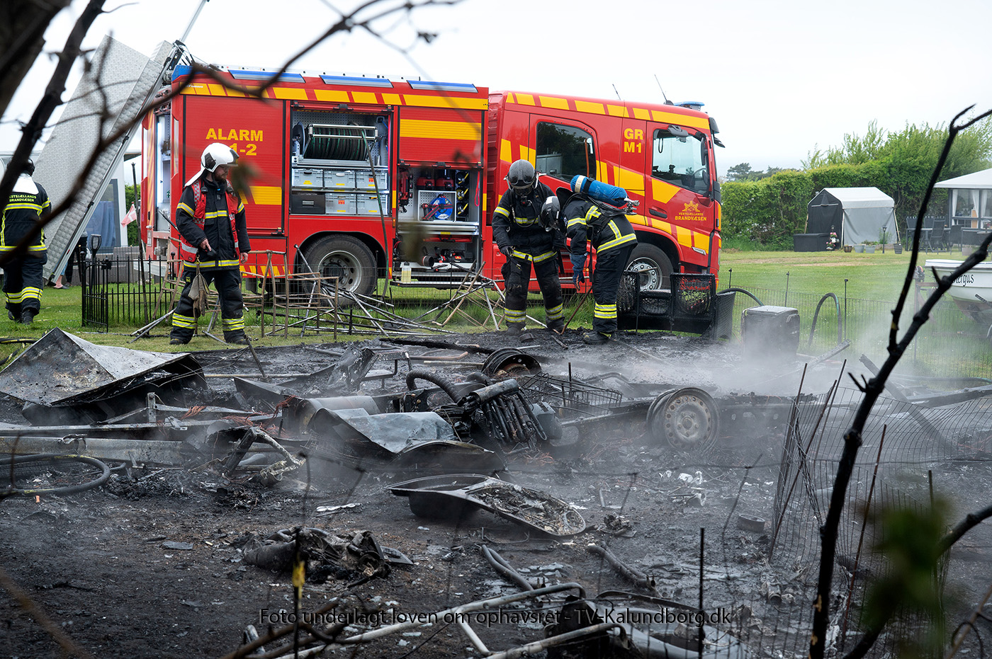 Campingvogn udbrændte totalt på campingplads