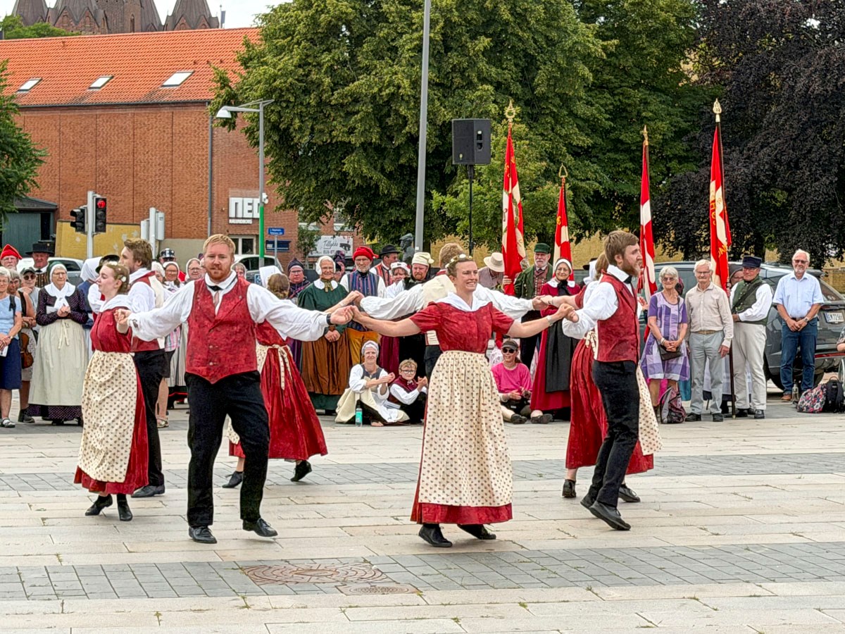 Folkedans med fællessang og spillemand